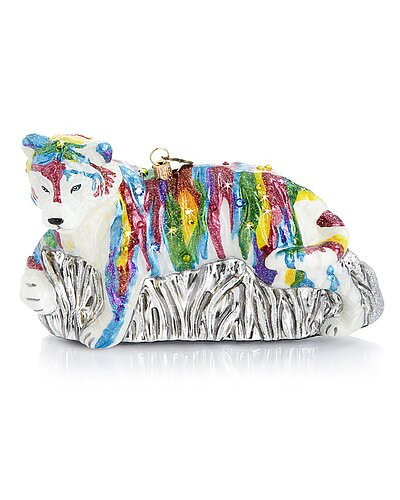 Rainbow Tiger Glass Ornament | Gilt