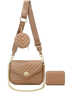 JEEHAN Quilted Crossbody Bags for women Designer Shoulder Handbags Small Purse | Amazon (US)