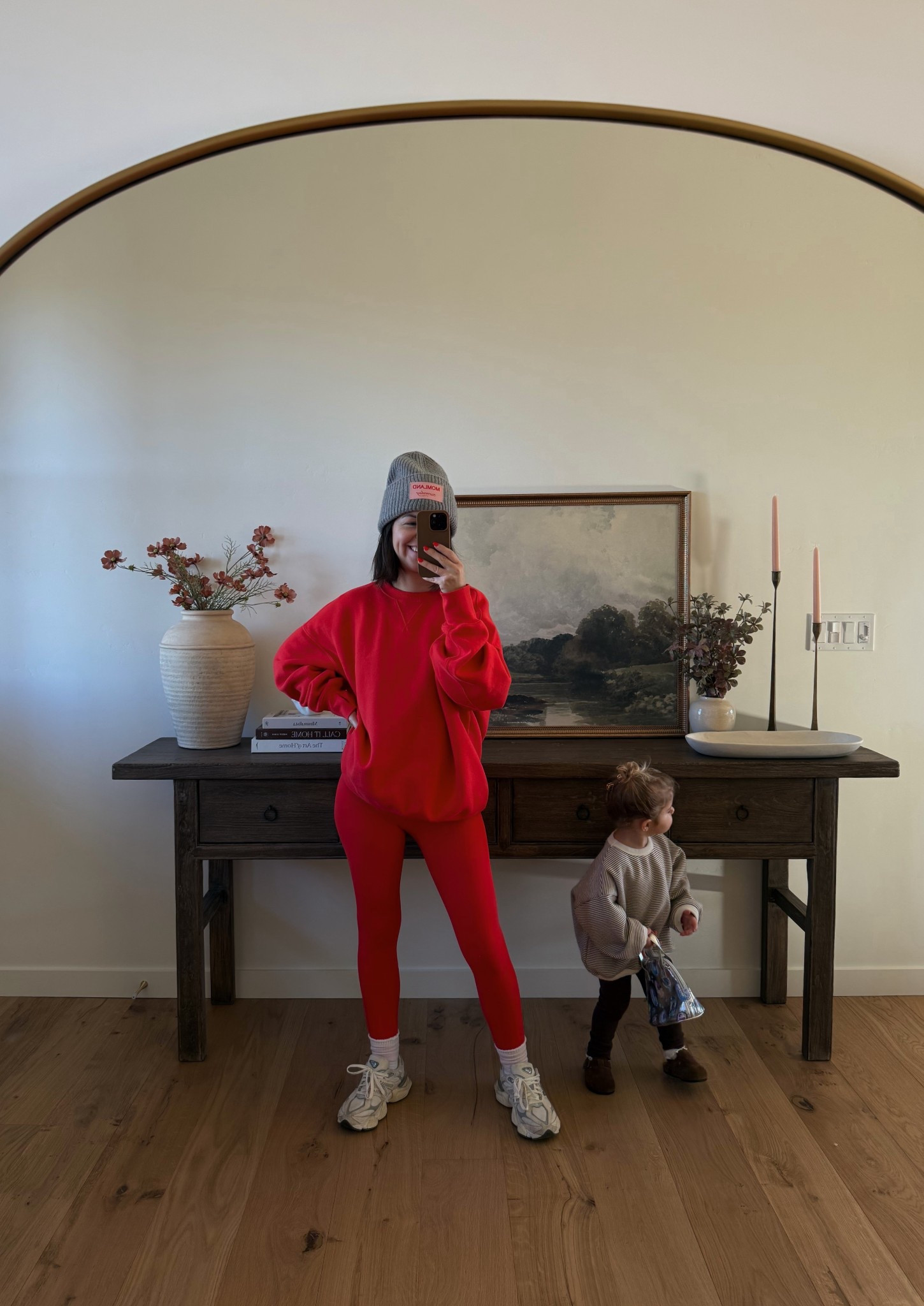Holiday Red ❤️
Beanie: Mommday official 
Sweatshirt: Med 
Leggings: Small 

#LTKmomlife #LTKootd #LTKFindsUnder50