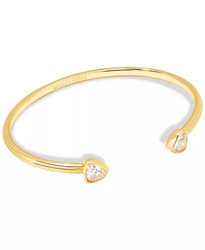 Rhodium-Plated Geometric Cubic Zirconia Cuff Bracelet | Macy's