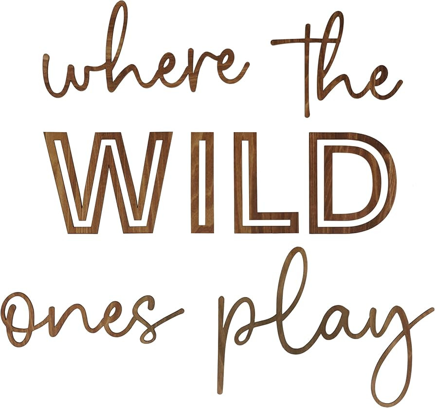 Playroom Wall Decor - Where The Wild Ones Play Wooden Playroom Wall Sign for Kids Play Room or To... | Amazon (US)