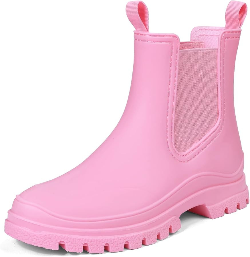 DKSUKO Women's Short Rain Boots Rubber Waterproof Garden Boots Elastic Slip On Ankle Chelsea Boot... | Amazon (US)