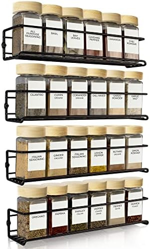 ZICOTO Space Saving Spice Rack Organizer for Cabinets or Wall Mounts - Easy To Install Set of 4 H... | Amazon (US)