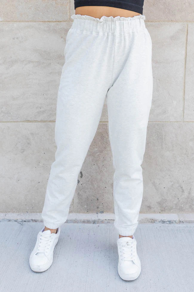 Rainy Days Grey Paperbag Waist Lounge Joggers | Pink Lily