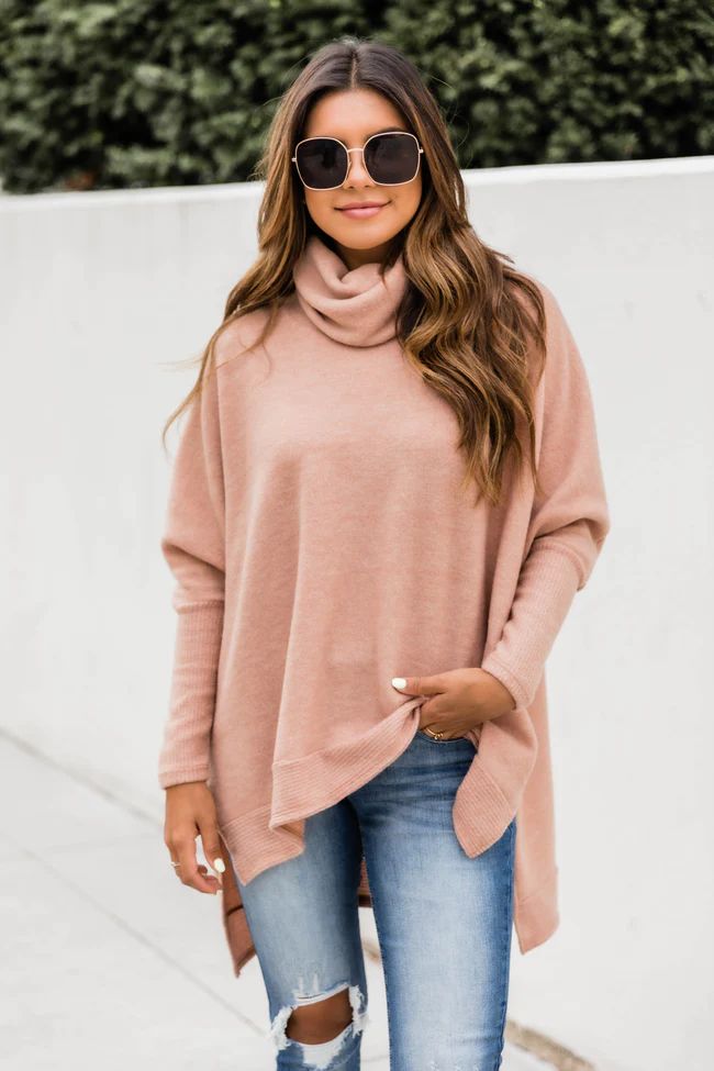 We Can Go The Distance Peach Sweater | The Pink Lily Boutique