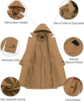 CREATMO US Women's Long Trench Coat Double-Breasted Classic Lapel Overcoat Belted Slim Outerwear ... | Amazon (US)