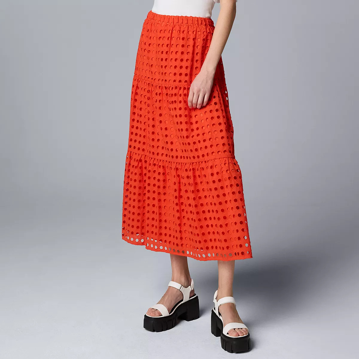 Women's Simply Vera Vera Wang Eyelet Maxi Skirt | Kohl's