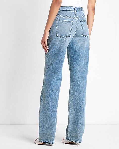Low Rise Light Wash Ripped Relaxed Straight Jeans | Express