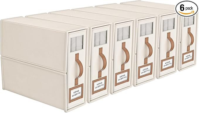 6 Pack Bed Sheets Organizers And Storage (King Size),Foldable Sheet Organizer With Handle For Lin... | Amazon (US)