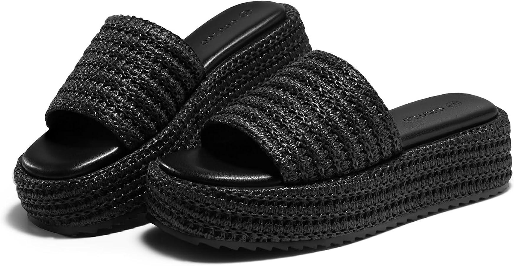 Coutgo Womens Platform Sandals Raffia Espadrilles Slip on Open Toe Cute Boho Summer Beach Slide S... | Amazon (US)