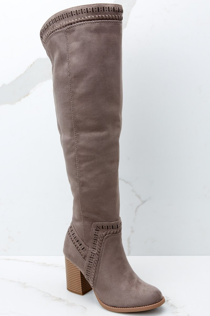 Slaying Everyday Taupe Knee High Boots | Red Dress 