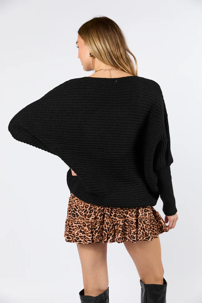 Just Looking Black Oversized Dolman Sleeve Sweater | Pink Lily