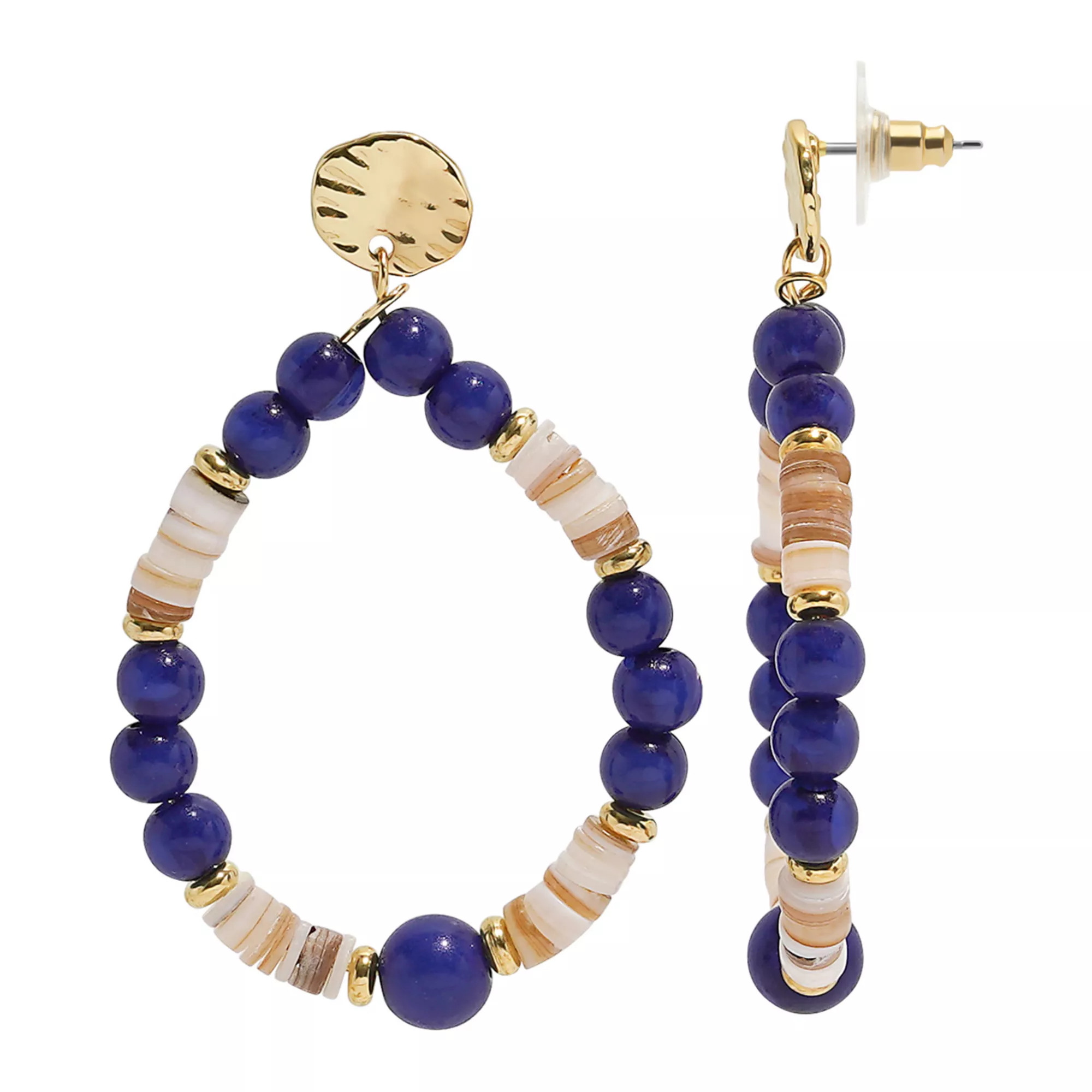Emberly Gold-Tone Blue Beaded Drop Earrings | Kohl's