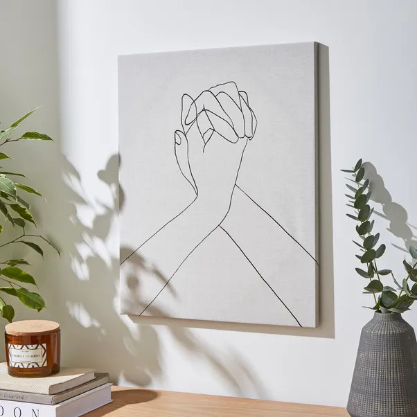 Hands Line Drawing Canvas 40x50cm | Dunelm (migrated)