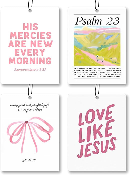 Preppy Pink Christian Bible Bow Car Air Freshener 4 Pcs - Coquette Bow Christian Love Like Jesua ... | Amazon (US)