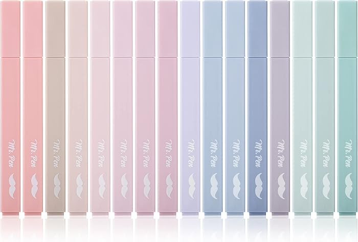 Mr. Pen- Aesthetic Highlighters, 16 pcs, Chisel Tip, Morandi Colors, No Bleed Bible Highlighter P... | Amazon (US)