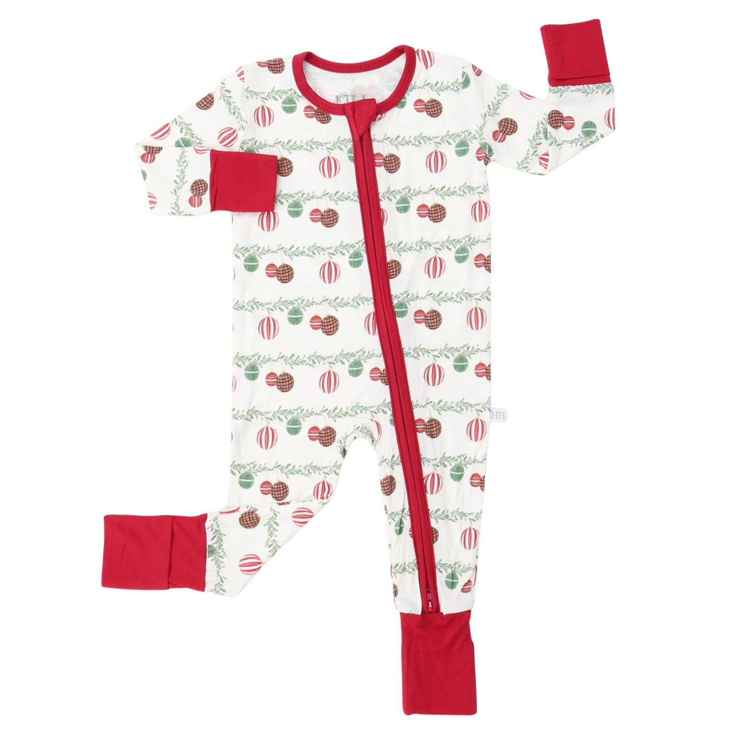 Boys Noel Ornaments Double Zipper Romper | Hamner Hill