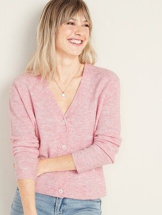 Slouchy Soft-Brushed Button-Front Cardi for Women | Old Navy (US)
