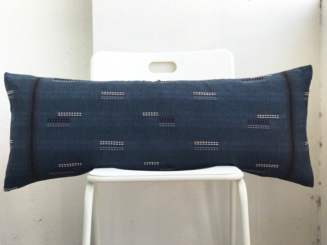 Blue Indigo Linear Striped Lumbar Pillow Cover 14 X - Etsy | Etsy (US)