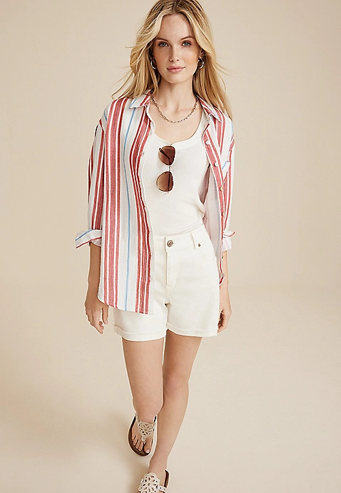 Cool Cotton Relaxed Button Up Shirt | Maurices