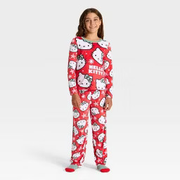 Girls' 2pc Hello Kitty Holiday Cozy Pajama Set with Socks - Red | Target