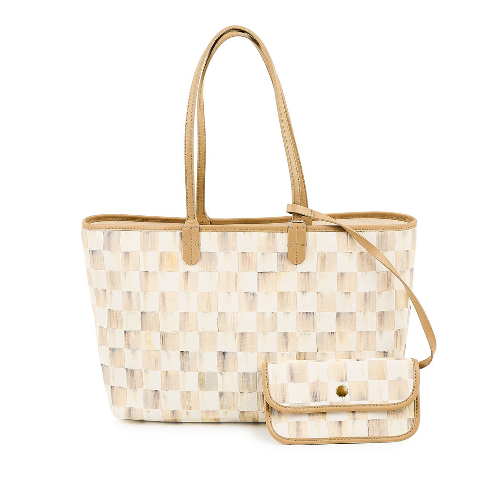 Mocha Check Medium Marche Tote | MacKenzie-Childs