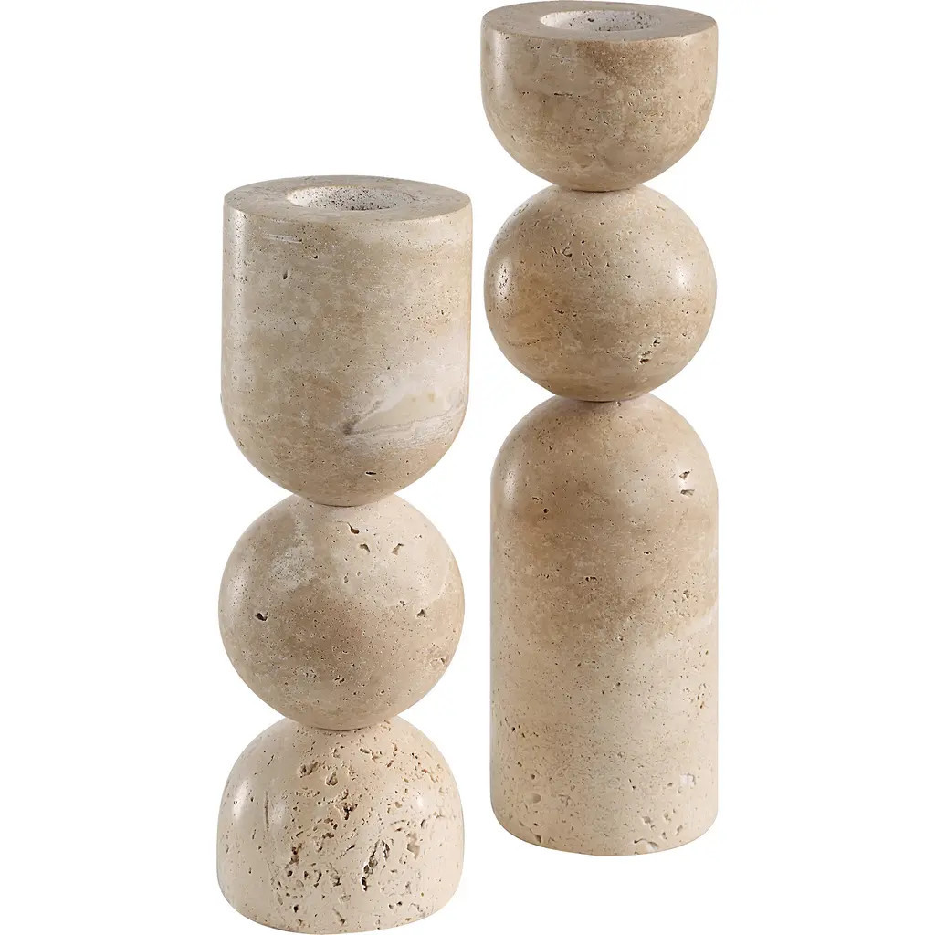 Renwil Travertine Candle Holders in Beige at Nordstrom | Nordstrom