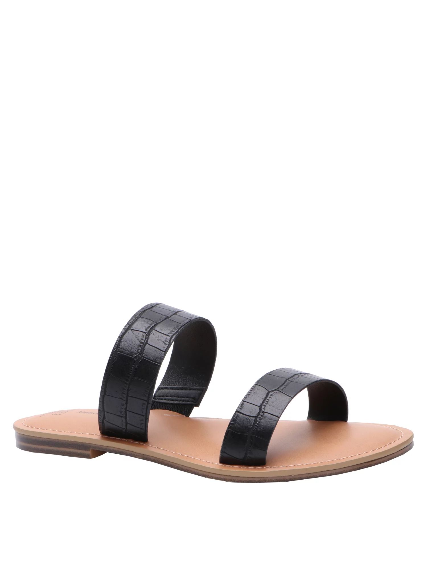 Time and Tru Women's Wide Width Two Band Sandals | Walmart (US)