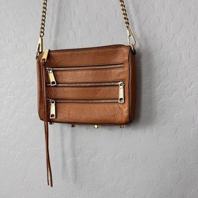 Rebecca Minkoff Tan Caramel Leather Gold Mini 5-Zip Rocker Crossbody Bag Purse | eBay AU