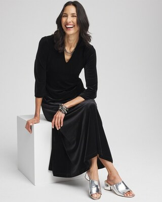 V-Neck Velour Midi Dress | Chico's