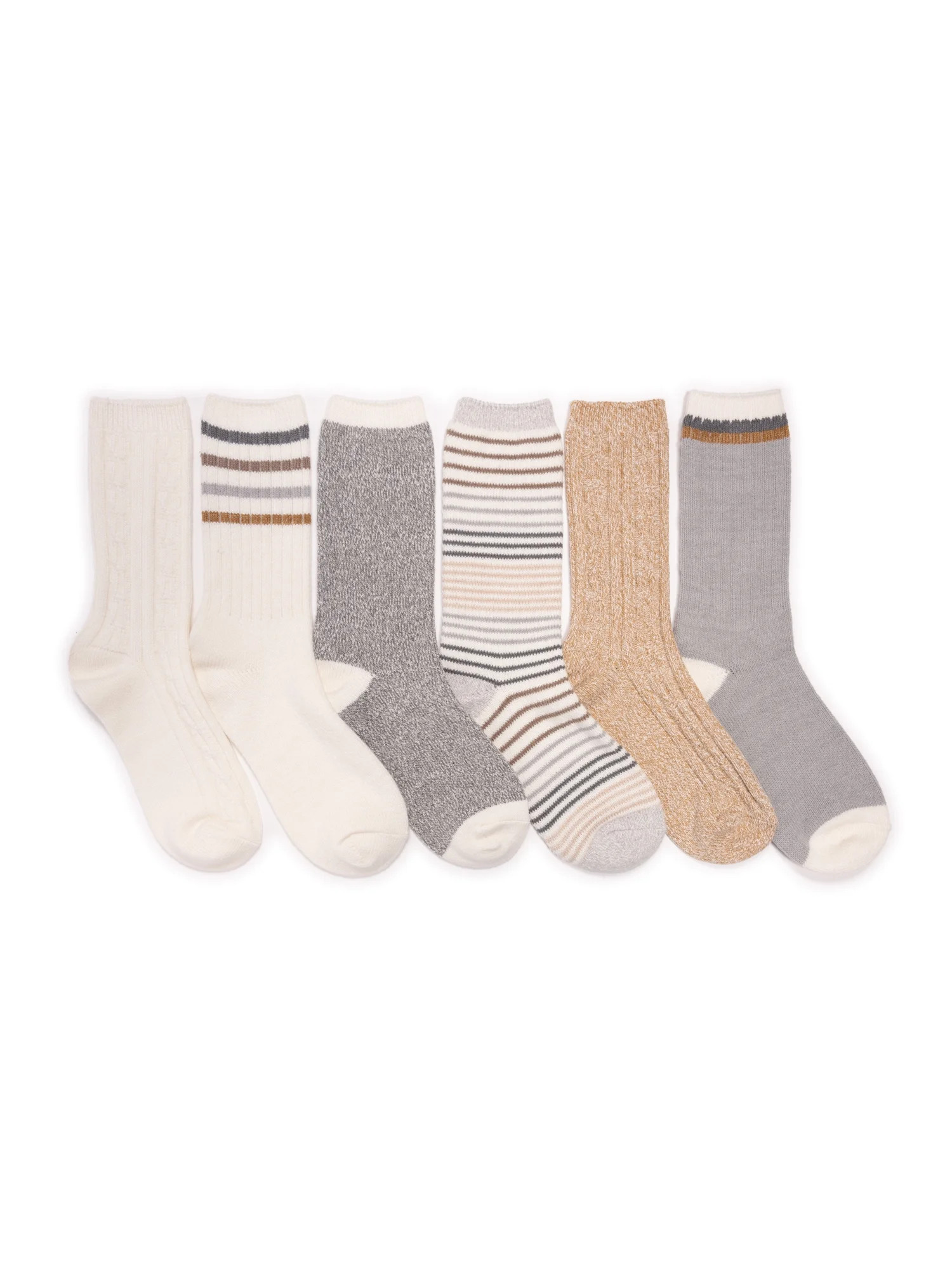 MUK LUKS Women's Fluffy Dream Crew Boot Socks, 6-Pack, OSFM | Walmart (US)