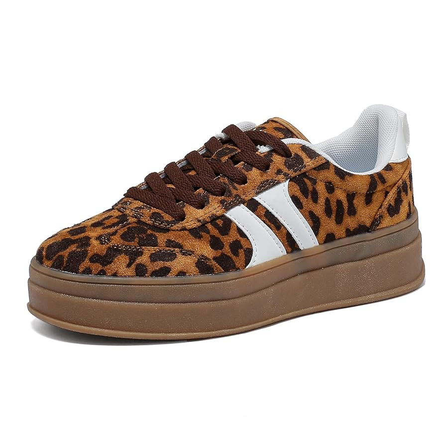 Women's Gum Sole Fashion Sneakers-Thick Platform Sole,Anti-Slip Rubber,Lace-Up Comfort Walking Sh... | Amazon (US)