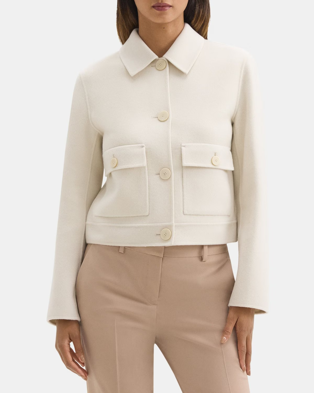 Double-Face Wool-Cashmere Flap Pocket Jacket | Theory Outlet | Theory Outlet