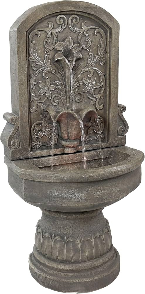 Sunnydaze 37.5" H Lovely Lily Polyresin Wall Standing Fountain - Flat Back Pedestal Fountain for ... | Amazon (US)