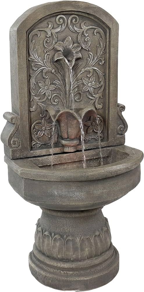 Sunnydaze 37.5" H Lovely Lily Polyresin Wall Standing Fountain - Flat Back Pedestal Fountain for ... | Amazon (US)