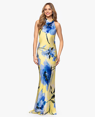 Women's Cowl Neck Printed Gown | Macy's