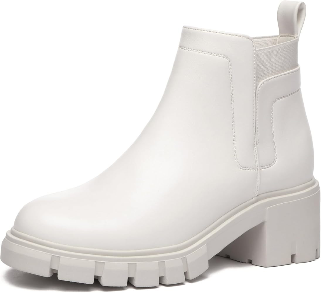 Athlefit Women's Chelsea Boots Casual Lug Sole Platform Chunky Heel Ankle Booties | Amazon (US)