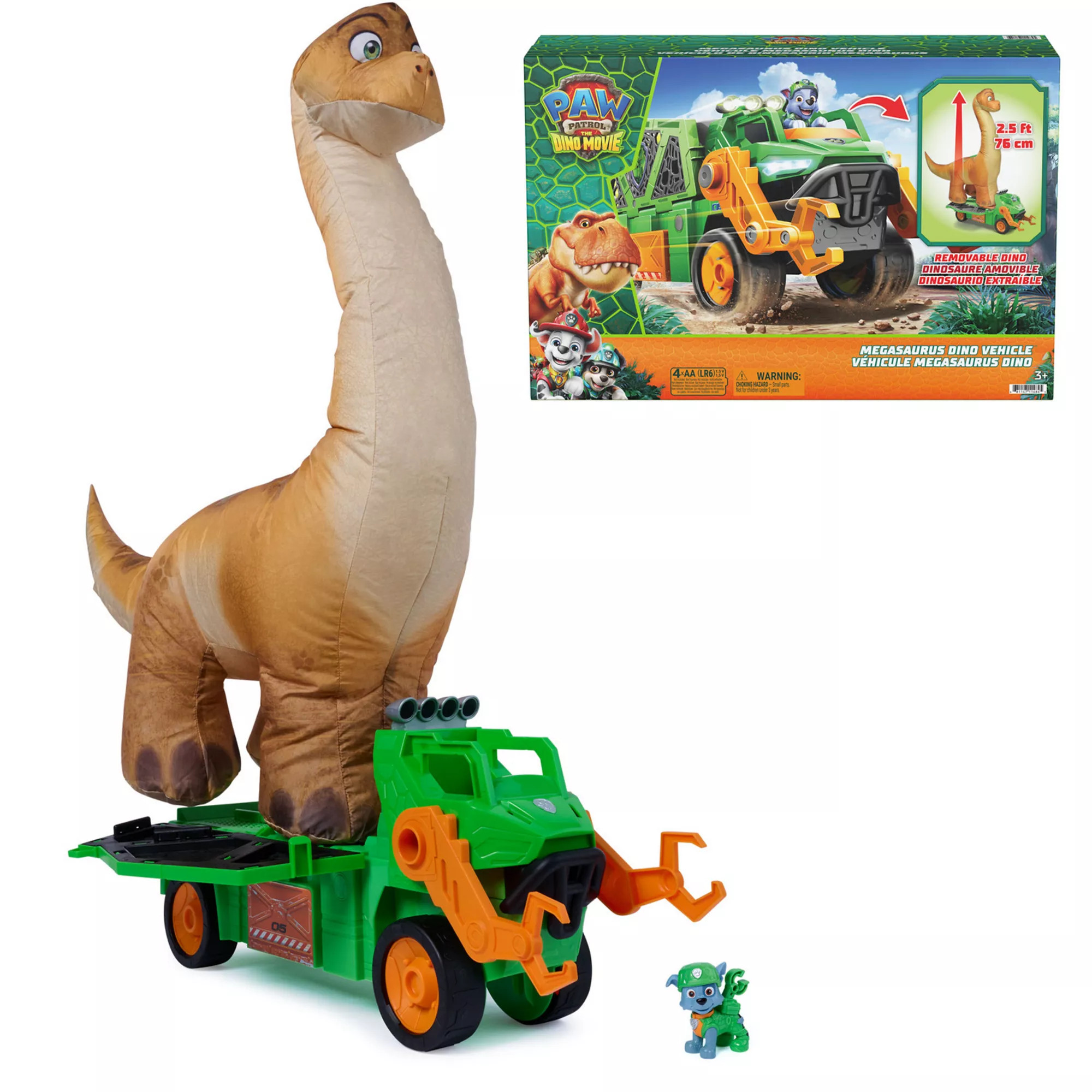 PAW Patrol The Dino Movie Megasaurus Dino Vehicle with Inflatable Dinosaur Toy & Rocky Action Figure, Multi | Kohl's