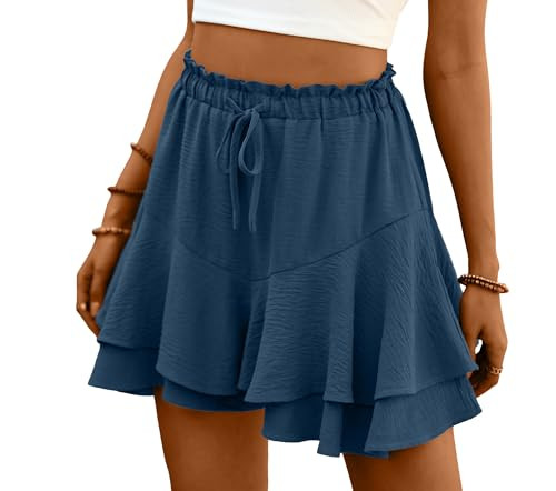 Lepunuo Women's Shorts Ruffle High Waist Casual Travel Vacation Skorts Flowy Butterfly Beach Shorts | Amazon (US)
