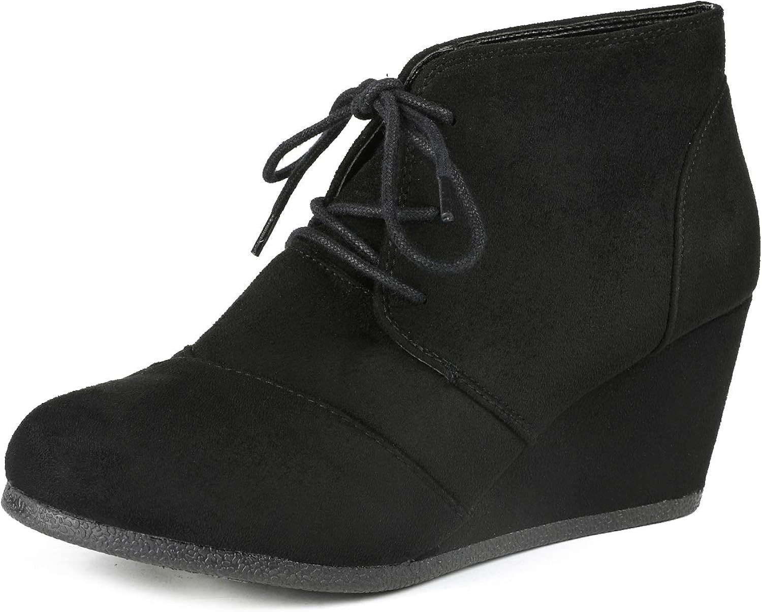 DREAM PAIRS Women's Casual Fashion Lace Up Low Wedge Heel Booties Shoe | Amazon (US)