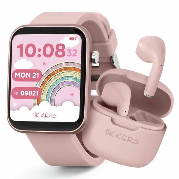 Buy Tikkers Teen Series 13 Pink Smart Watch and Earbud Set | Fitness and activity trackers | Argo... | argos.co.uk