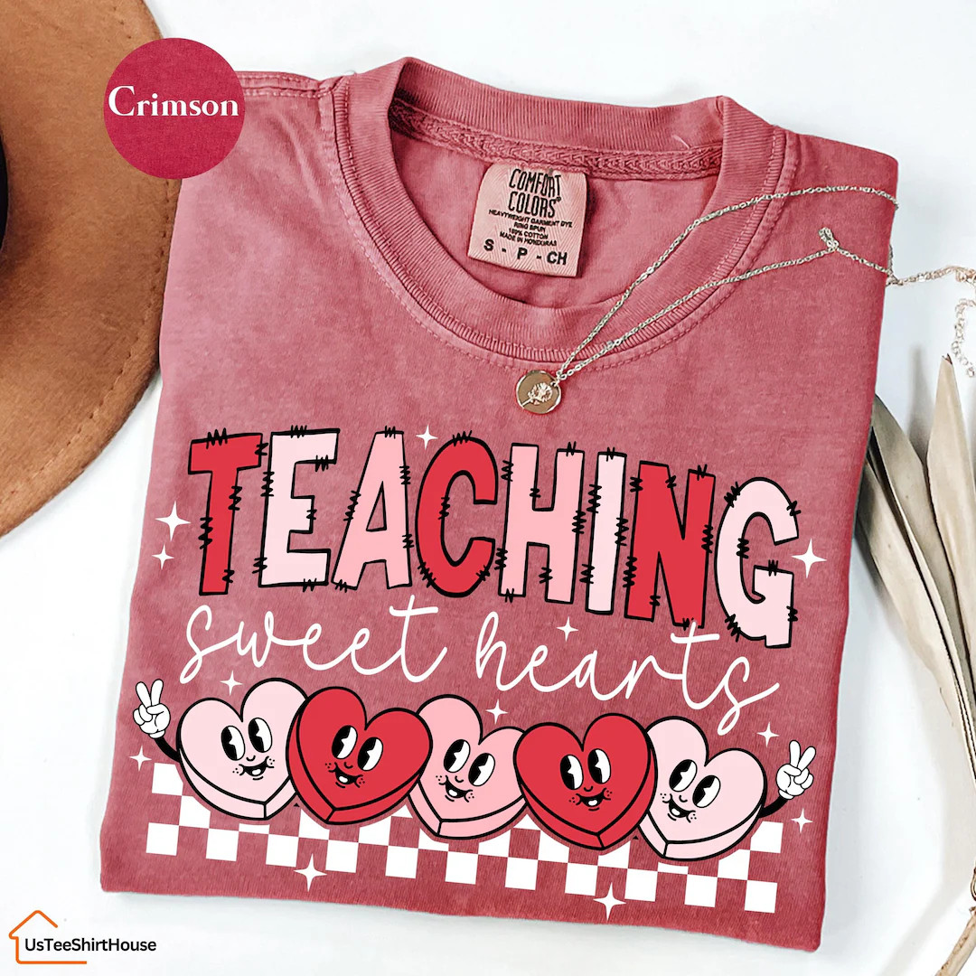 Comfort Colors® Valentines Day Teacher Shirt, Teaching Sweethearts Teacher Shirts, Teacher Valen... | Etsy (US)