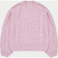 Emblem Plaited Oversized Knit Jumper - Pink | The Couture Club