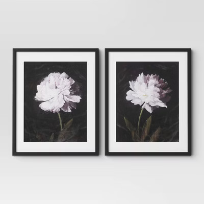 (Set of 2) 16" x 20" Matted Floral Stems Framed Print Black - Threshold™ | Target