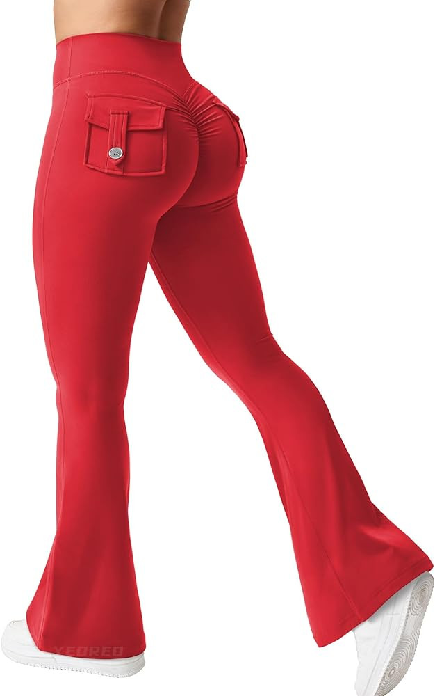 YEOREO Flare Leggings with Pockets for Women Brittany Leggings Workout Leggings for Women Butt Li... | Amazon (US)