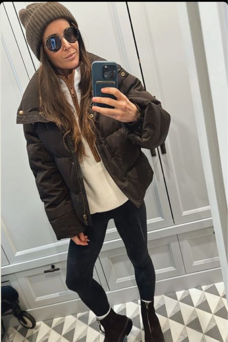 Cozy cold weather outfit. Linked exact fleece pullover and a similar puffer jacket! 

#LTKstyletip #LTKSeasonal #LTKshoecrush