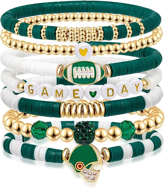 Artlunar Game Day Football Charm Bracelet: Stackable Sports Jewelry for Moms & Dads - Perfect for... | Amazon (US)