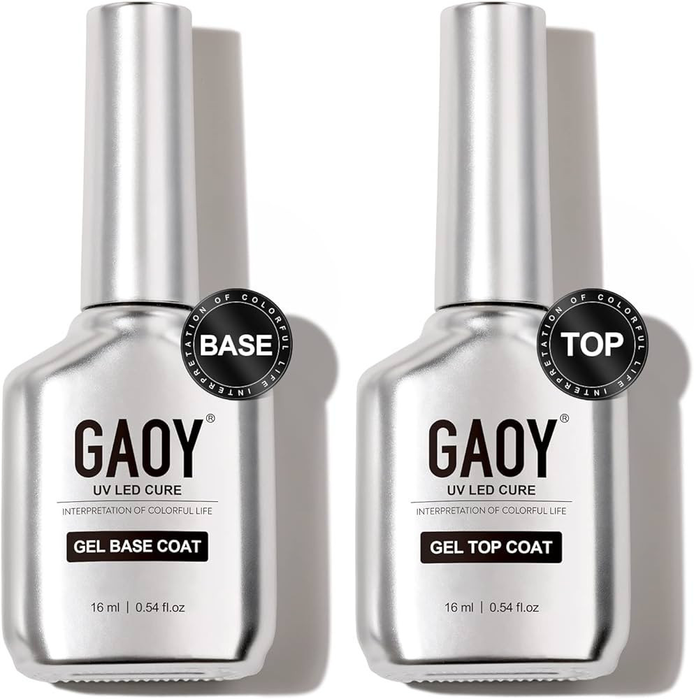 GAOY 16ml 2 Pcs Glassy Gel Top Coat and Base Coat Set,No Wipe Foundation Combination for UV Light... | Amazon (US)
