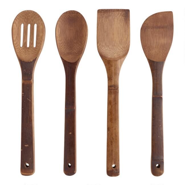 Carbonized Bamboo Essential Cooking Utensils 4 Pack | World Market