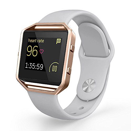 UMTELE Soft Silicone Replacement Strap with Rose Gold Frame for Fitbit Blaze Smart Fitness Watch, Sm | Amazon (US)